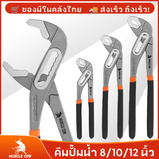 MUSCLE COW คีมคอม้า ปรับได้ คีมคอเลื่อน คีมถอดปั๊มน้ำ ประแจจับท่อ ขนาด 8นิ้ว 10นิ้ว 12นิ้ว