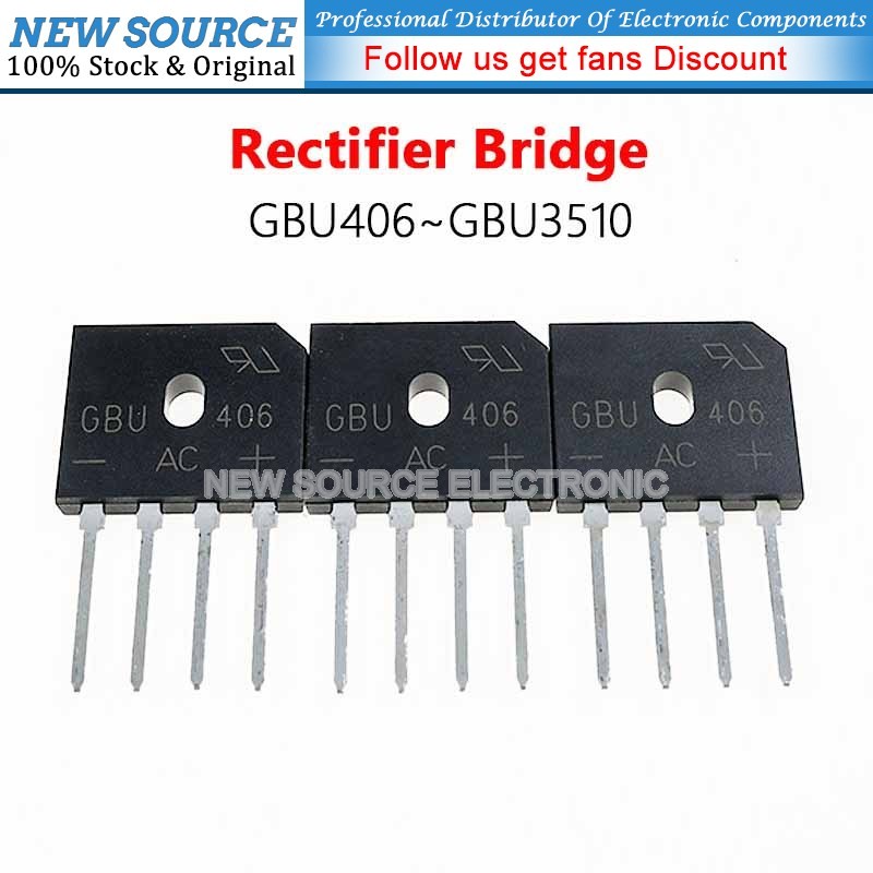 [5 ชิ้น] GBU406 Rectifier Bridge GBU408 GBU410 GBU606 GBU608 GBU610 GBU806 GBU808 GBU810 GBU1010 GBU