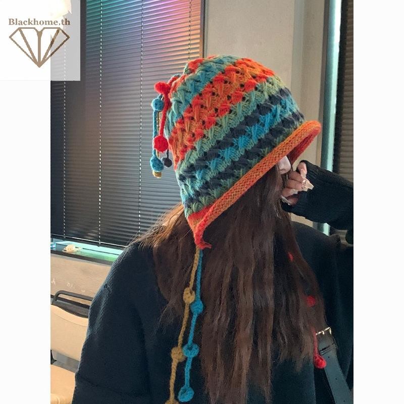หมวกถักสำหรับฤดูหนาว สไตล์น่ารักและอบอุ่น ป้องกันลมสำหรับผู้หญิง - รูปที่ 4