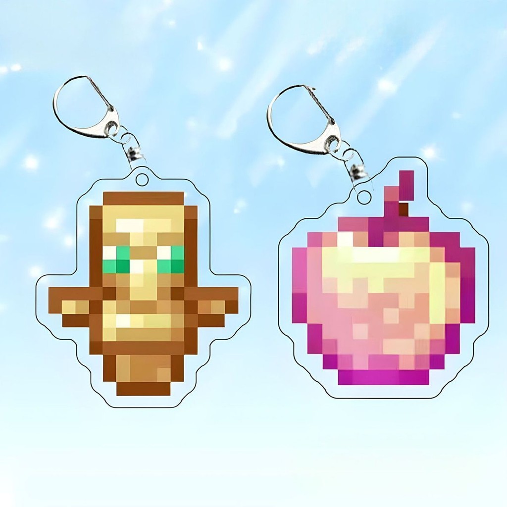 2-10 ชิ้น/เซ็ต Totem of Undying เพชรดาบ Eye of Enchanted Golden Apple พวงกุญแจ Pickaxe ของเล่น
