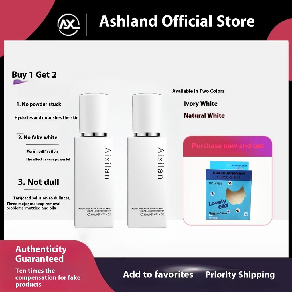 AIXILAN รองพื้นแต่งหน้าติดทนนานเป็นรองพื้นคอนซีลเลอร์ผิวแห้งและผิวมันที่ไม่เลอะ