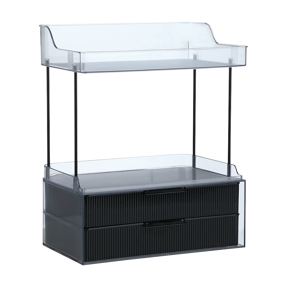INDEX LIVING MALL ชั้นวางเครื่องสำอางพร้อมลื้นชัก รุ่นไซร่า - สีดำ/ใสโปร่ง