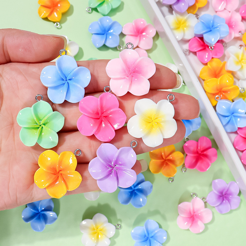 จี้ดอกไม้สีสันสดใส ขนาด 24 มิลลิเมตร สำหรับสร้อยคอ ต่างหู และพวงกุญแจ DIY