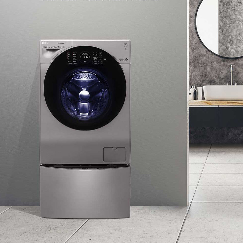 LG 14 กก.เดิมนําเข้าเครื่องยนต์คู่การแปลงความถี่อัตโนมัติกลองเครื่องซักผ้ากําจัดไรไอน้ํา WDRH657C7H