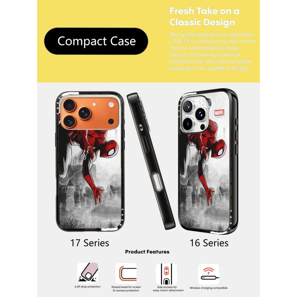 CASECASE X SpiderMan VS Compact Clear Hard Case สําหรับ Apple IPhone 17 Pro Max 17Air 16 Pro Max 15 