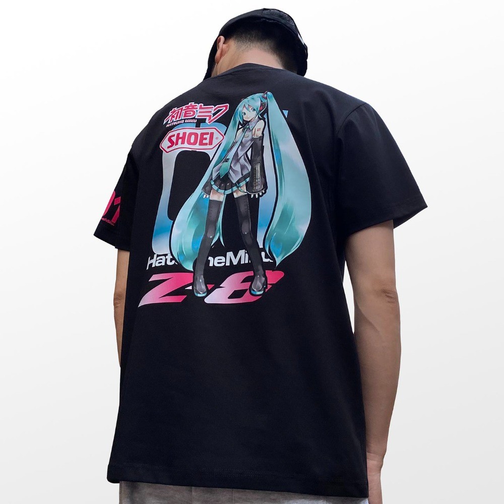 SHOEI X Hatsune Miku Cartoon Anime Motorcycle Shirt - Oversized Fit Suitable for Men and Women