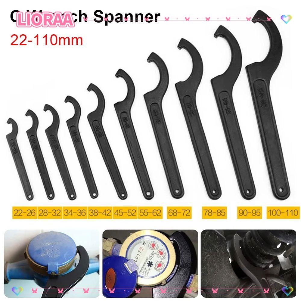 ลิโรร่า‌1 ชิ้นประแจขดลวด, Universal 22-110 มิลลิเมตรเกลียว Spanner เครื่องมือ,เหล็ก Pre โหลด Hook C Spanner สําหรับน้ําเมตรฝาครอบ