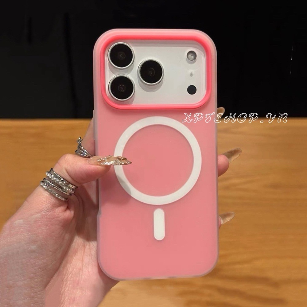 Rose Red Matte เคสโทรศัพท์แม่เหล็กสําหรับ iPhone 17ProMax 17Air 16 15 14 13 12 11 กันกระแทกป้องกันปลอก