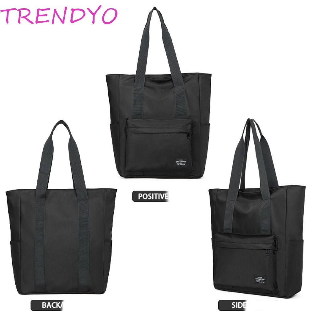 TRENDYO กระเป๋าโท้ทชาย กันน้ำ ขนาดใหญ่ ทำจากผ้า Oxford สีดำ ใช้งานได้ทุกวัน