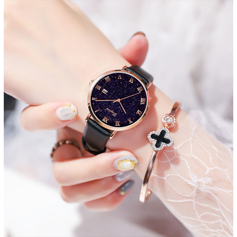 Daybird นาฬิกา 3A119L-2 Starry Sky การเคลื่อนไหวญี่ปุ่นควอตซ์ Niche นาฬิกาสุภาพสตรีกันน้ํา