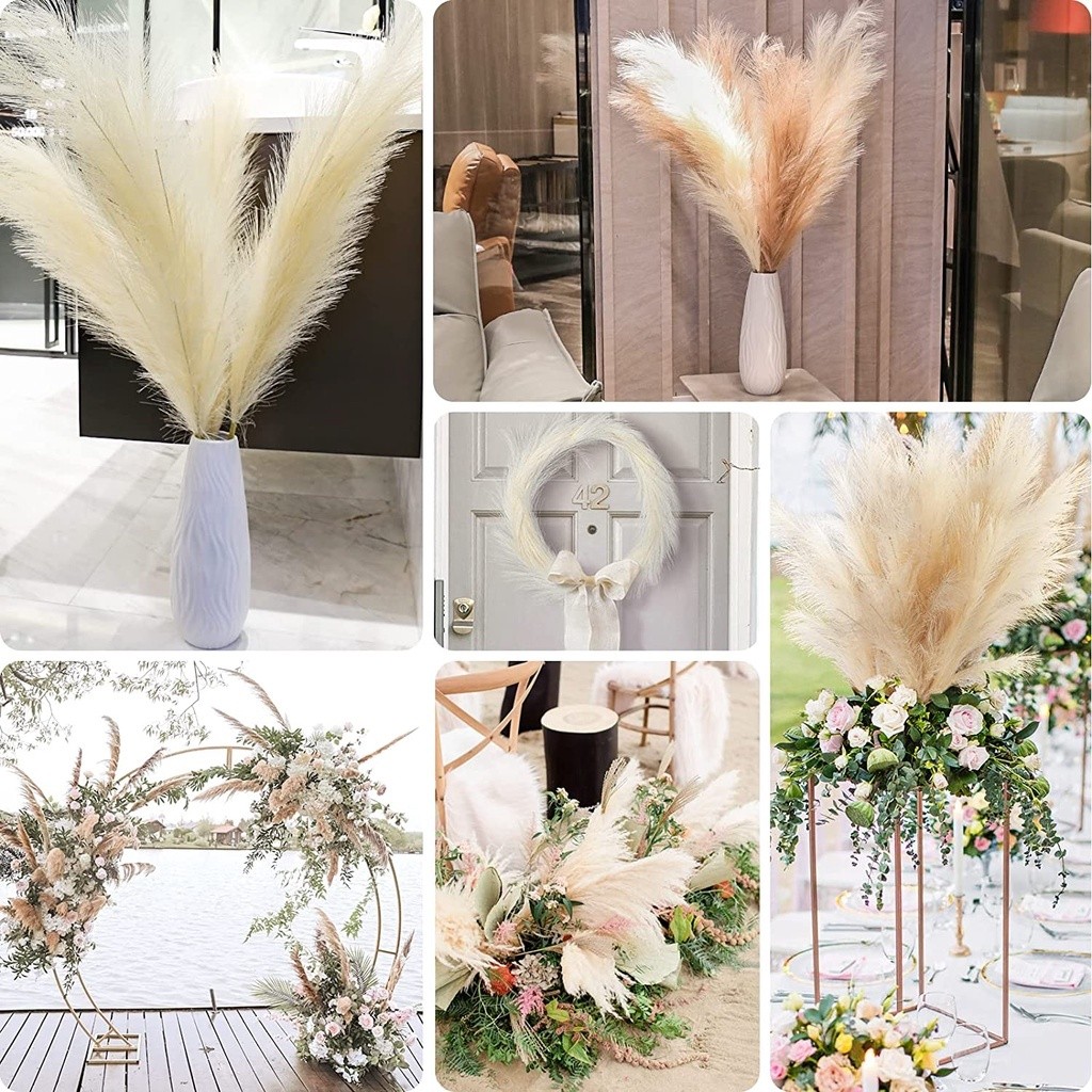 YTL ช่อหญ้าปลอม หญ้าแพมพาส หญ้าเทียม ต้นหญ้าแห้ง หญ้าคา ช่อหญ้าสี ดอกเลา ดอกไม้ปลอม pampas สไตล์นอร์ดิก แต่งบ้าน งานแต่ง - รูปที่ 5