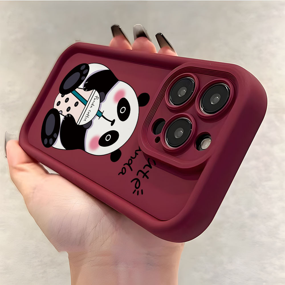 น่ารัก Panda นมชาสําหรับ Infinix Smart 10 9 8 7 Hot 50 Note 40 30 20 Play Itel RS4 P55 GT Tecno Spar