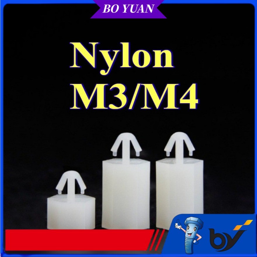 หัวเข็มขัดหกเหลี่ยมคอลัมน์ไนลอน M3 push-in PC บอร์ด spacer คอลัมน์ยกคอลัมน์เครื่องบินหัวพลาสติกแยกคอ