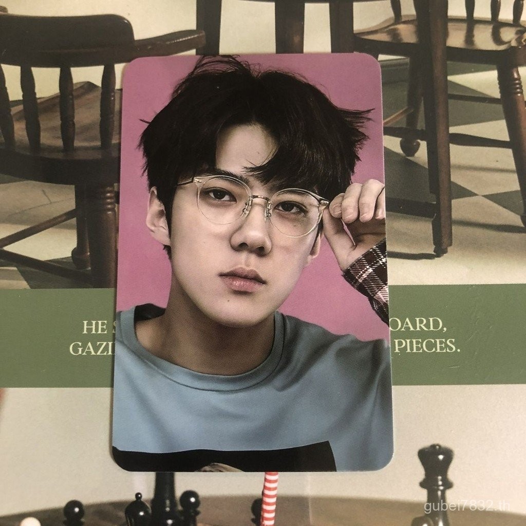 ของแท้ exo 10th Anniversary Box Card Glasses กล่องสีชมพู Hoon Box Card Wu Sehun Photo Card Arm Glass