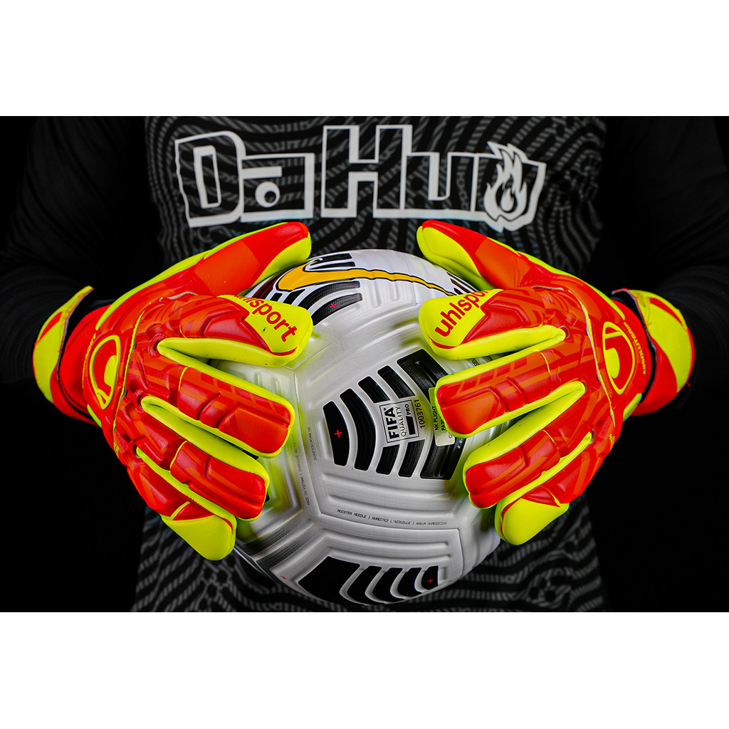 ถุงมือผู้รักษาประตู uhlsport Top Match แบบเหนียวตะเข็บด้านในสำหรับฟุตบอลทีมเยอรมัน