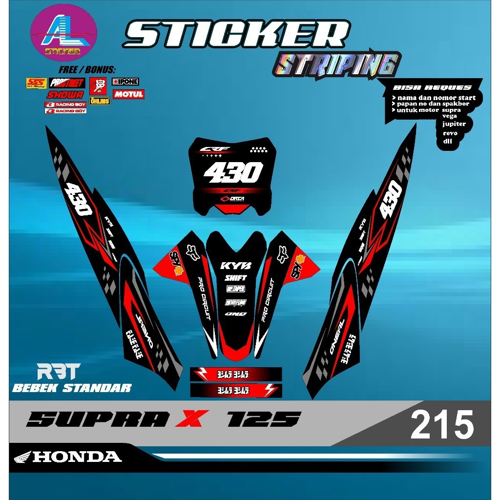 สติ๊กเกอร์ RBT SUPRA X 125 SEMI มอเตอร์ร่างกายเต็มรูปแบบ RBT BEBEK MODIF SUPERMOTO YZ CRF KLX KX KTM