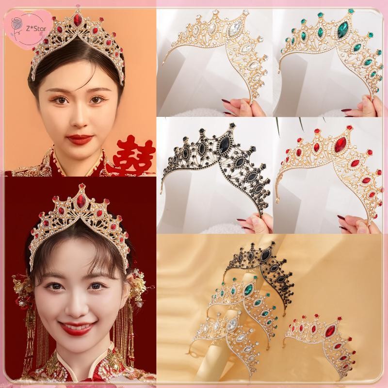 Z * Star Vintage Luxury Shiny Crown Princess Tiara เจ้าสาว Tiara Rhinestone Crown สําหรับหญิงสาวงานแ