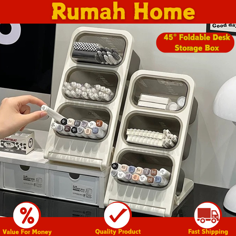 Foldable Desk Storage Box-45 Table Organiser for Coffee Capsules, Makeup Brushes, Pen, Stationery St