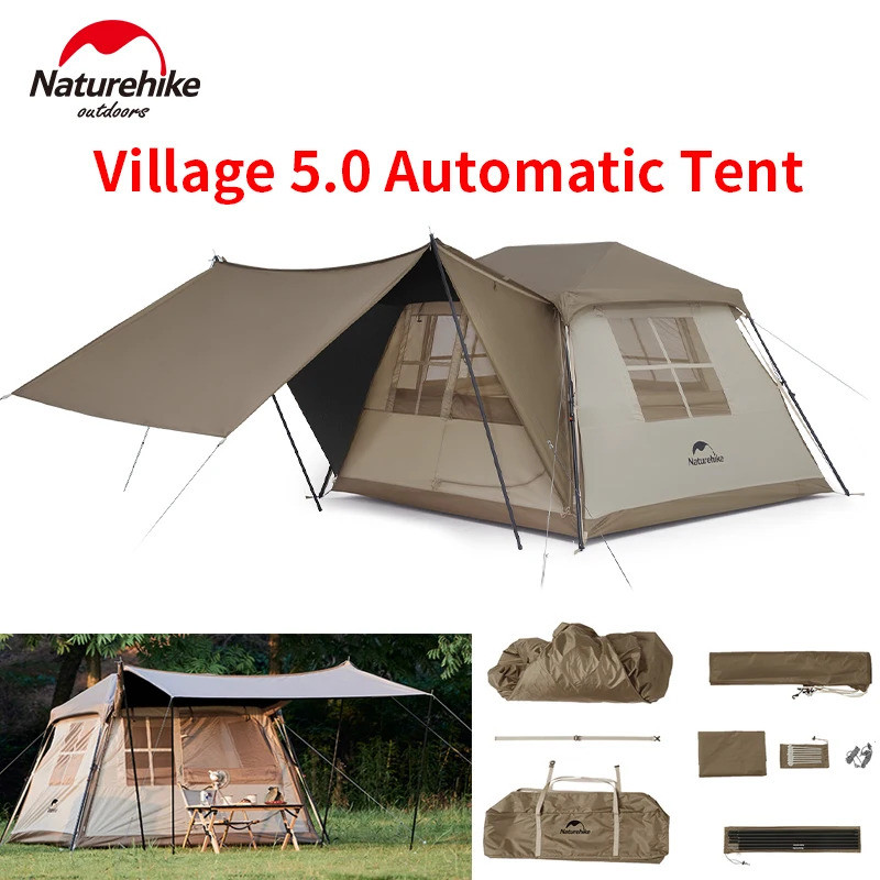 Naturehike Village 5.0 เต็นท์อัตโนมัติ เปิดได้อย่างรวดเร็ว สำหรับครอบครัวและใช้กลางแจ้ง รองรับ 2-4 ค