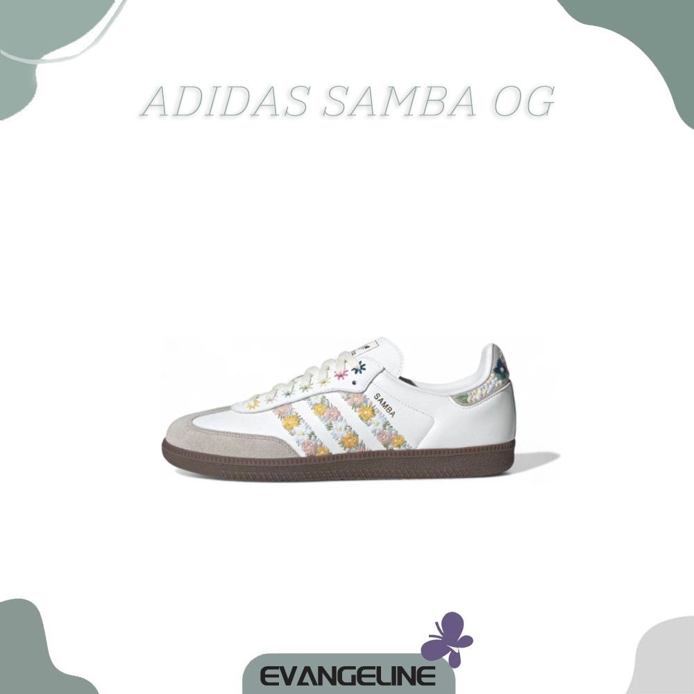 ของแท้รับประกัน100%  Juice x Adidas SAMBA OG Flower HQ5155 รองเท้าลำลองรองเท้ากีฬา