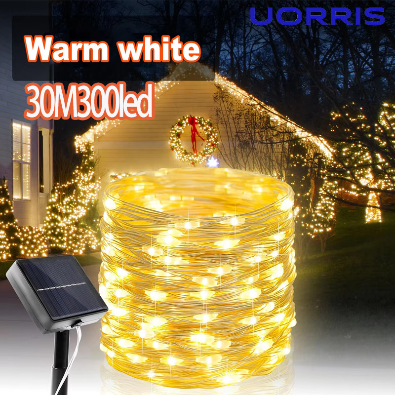 UORRIS ไฟโซล่าเซลล์ สายไฟหิ่งห้อย LED พลังงานแสงอาทิตย์ กันน้ํา 32 เมตร 300 LED 8 โหมด พร้อมปุ่มสัมผัส สําหรับตกแต่งสวน