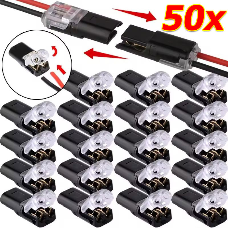 10-50 ชิ้น 2 ขา ขั้วต่อไฟฟ้าปลั๊ก / ขั้วต่อปลั๊กแบบกันน้ำสำหรับรถยนต์ / แถบต่อสายไฟรถยนต์