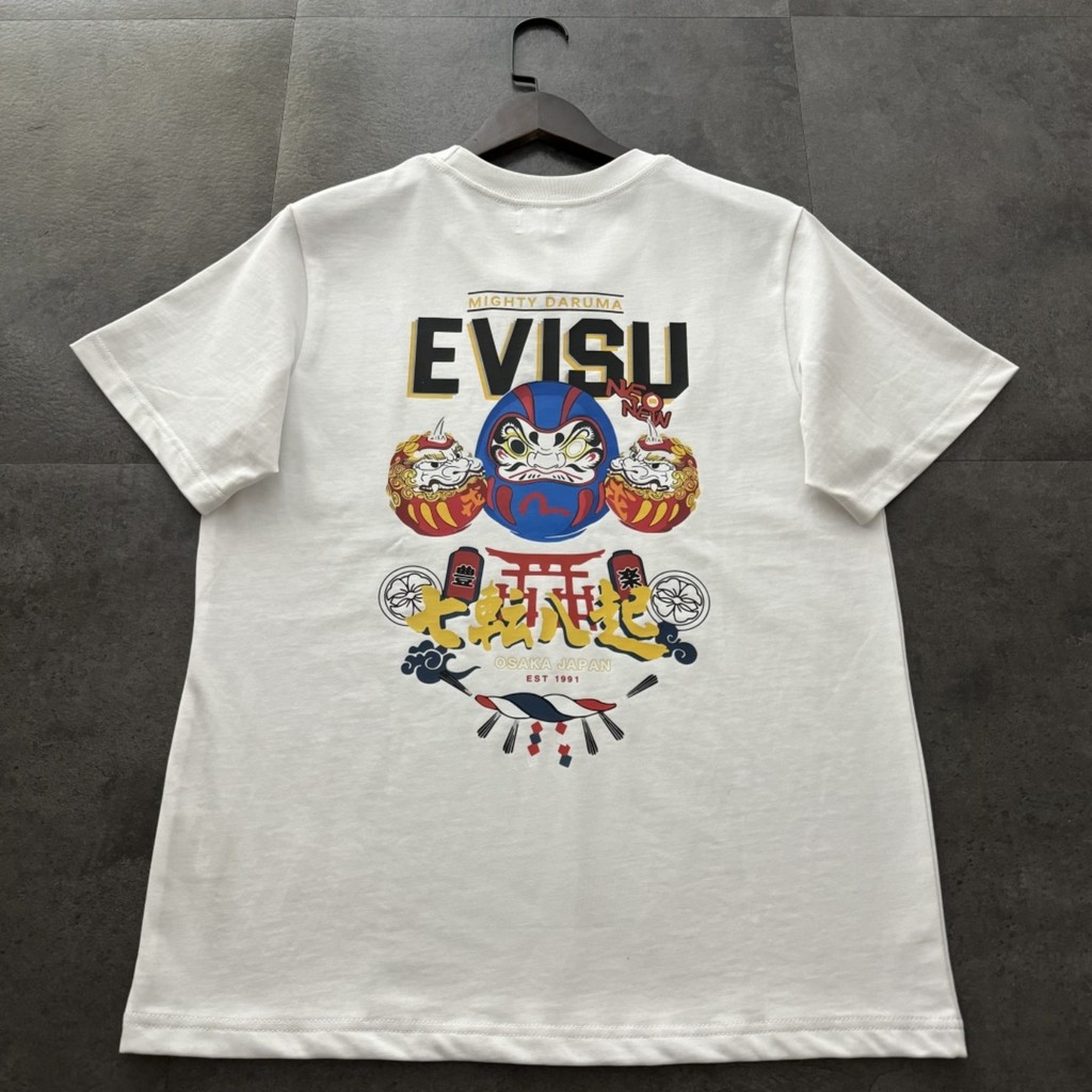 EFS เสื้อยืดผู้ชายคลาสสิกอินเทรนด์ Damo Kirin Tumbler พิมพ์หลวมรอบคอผ้าฝ้ายแขนสั้นผู้หญิง