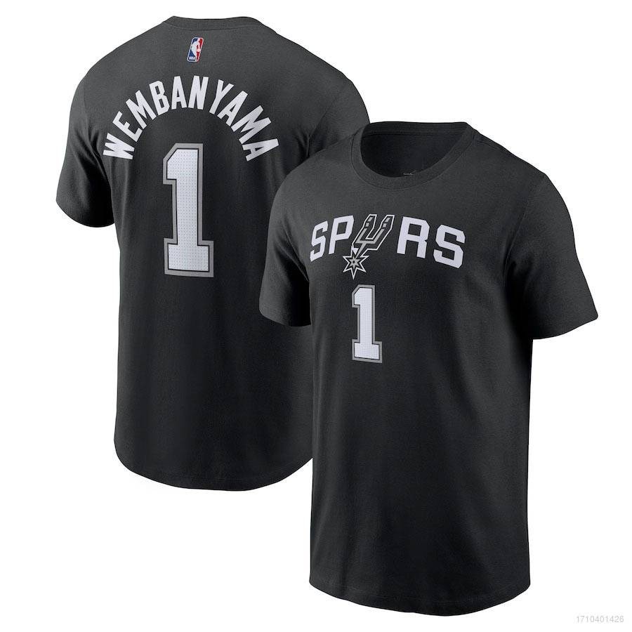 เสื้อยืดแขนสั้นใหม่ล่าสุดพิมพ์ลาย NBA St. เสื้อแข่ง Antonio Spurs เสื้อยืดผ้าฝ้ายแท้คอกลมแขนสั้น Uni