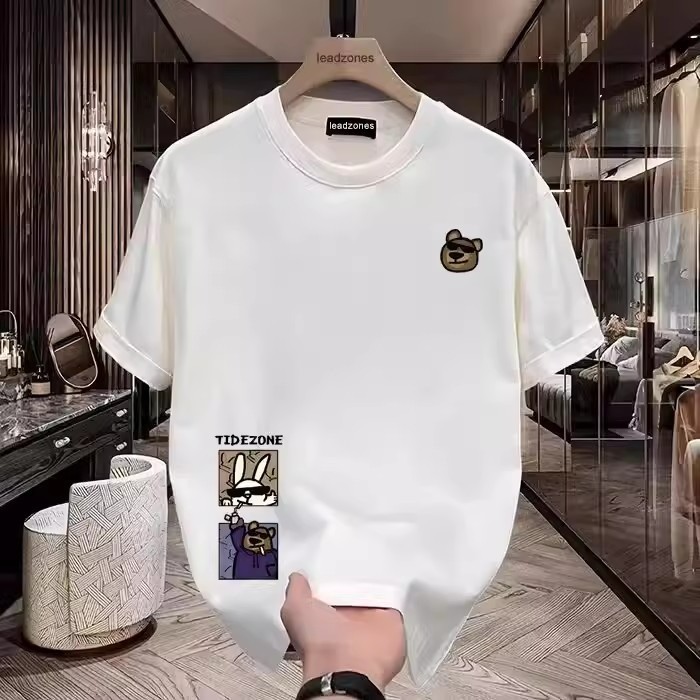2025 NEW 2025 Heavyweight Pure Cotton Trendy Brand Printed T-Shirt American Design Cool Men's Short 