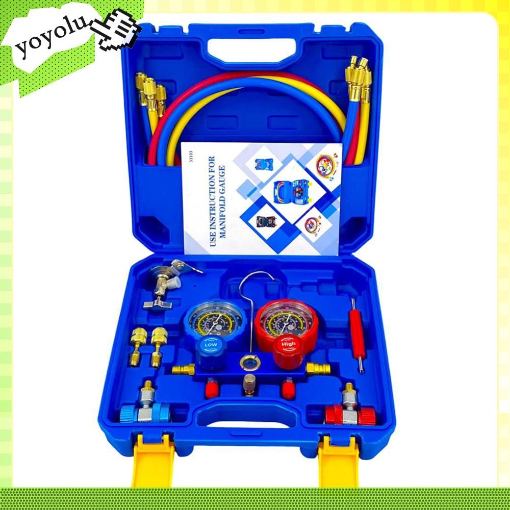 3 ทางเครื่องปรับอากาศ Manifold Gauge ชุดท่อ 1.2 ม. สําหรับ R134A/R22/R410/R404