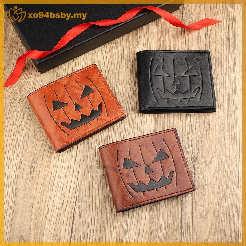 Xo94bsby Retro Halloween Pumpkin Head พิมพ์กระเป๋าสตางค์ช่องใส่การ์ดหลายช่องขนาดใหญ่ความจุกระเป๋าใส่