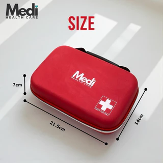 Medi กระเป๋ายาพกพา เกรดพรีเมียม first aid กันน้ำ ทรงแข็ง ซิปรูด หูหิ้ว ตาข่าย 3 ช่อง ชุดปฐมพยาบาล