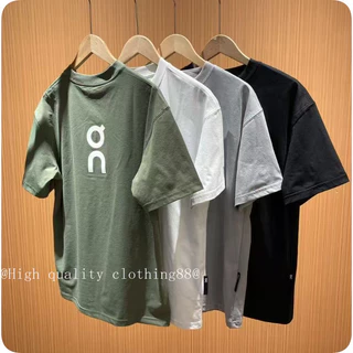 คุณภาพสูง ON run เสื้อยืดแขนสั้นพิมพ์ลาย Quick-Drying Sports Casual Running