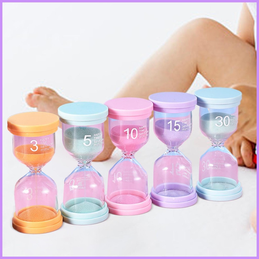 Sand Timers 3 Mins/5 Mins/10 Mins/15 Mins/30 Mins Sand Timers สีสันชุดนาฬิกาทราย 5 เครื่องจับเวลาทรา