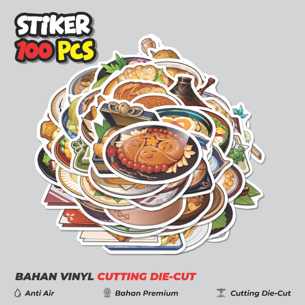 HP 50 ชิ้น Genshin Impact Food V2 สติ๊กเกอร์สร้างสรรค์น่ารักตกแต่งสําหรับโน้ตบุ๊ก สเก็ตบอร์ด โทรศัพท