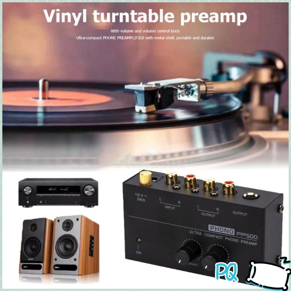 PQ Pre Amp Pre Pre Preamplifier, สีดํา EU/US/UK/AU ปลั๊ก PP500 Phono Preamp, โลหะขนาดกะทัดรัดพิเศษคุ
