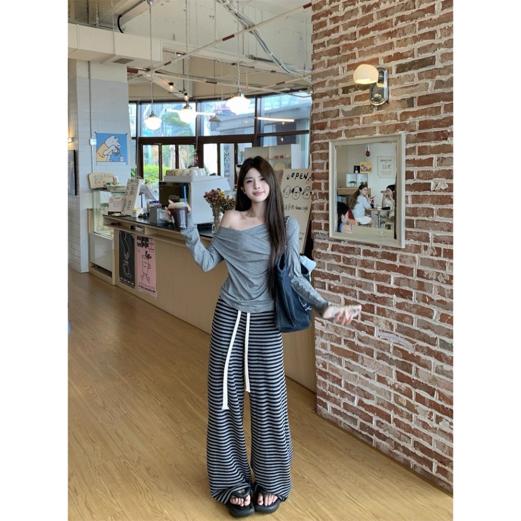 🧡🧵 🇰🇷 W7370 กางเกงขายาว ผ้ายืด เอวยางยืดมีเชือกผูกได้ ทรงสวยนะคะ ผ้าแฟชั่นเกาหลี TAG WG.WE 🧵🧡 - รูปที่ 3