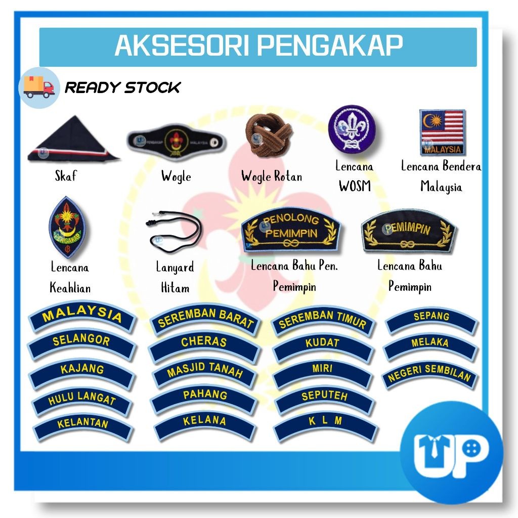 Wogle ไหล่ Badge Skaf Lanyard Badges Pengkap อุปกรณ์เสริมสําหรับโรงเรียน Kokury Kulum ครบชุด