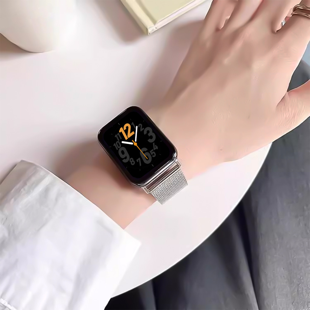 สาย Milanese สําหรับ Redmi Watch 5 4 สายตาข่ายโลหะสําหรับ Miband 8Pro 9Pro สร้อยข้อมือปุ่มแม่เหล็ก - รูปที่ 6