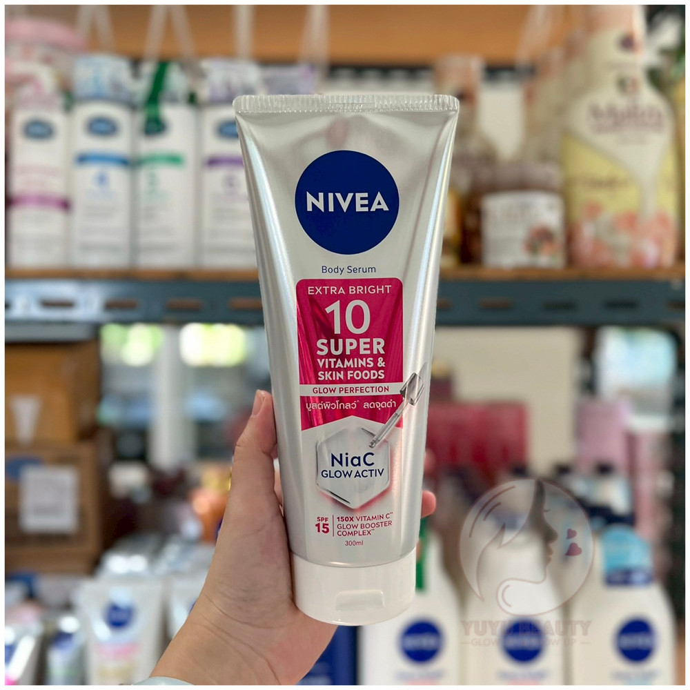 Nivea BodySerum Extra Bright 10Super Vitamins Skin Foods Glow Perfection SPF15 300Ml.