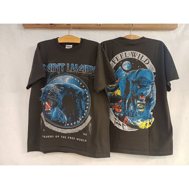 [ ล้านเสื้อ ] SAINT LUCIEN Free World '96 FEEL WILD tag HANES เสื้อวินเทจ เสื้อฟอกนุ่ม