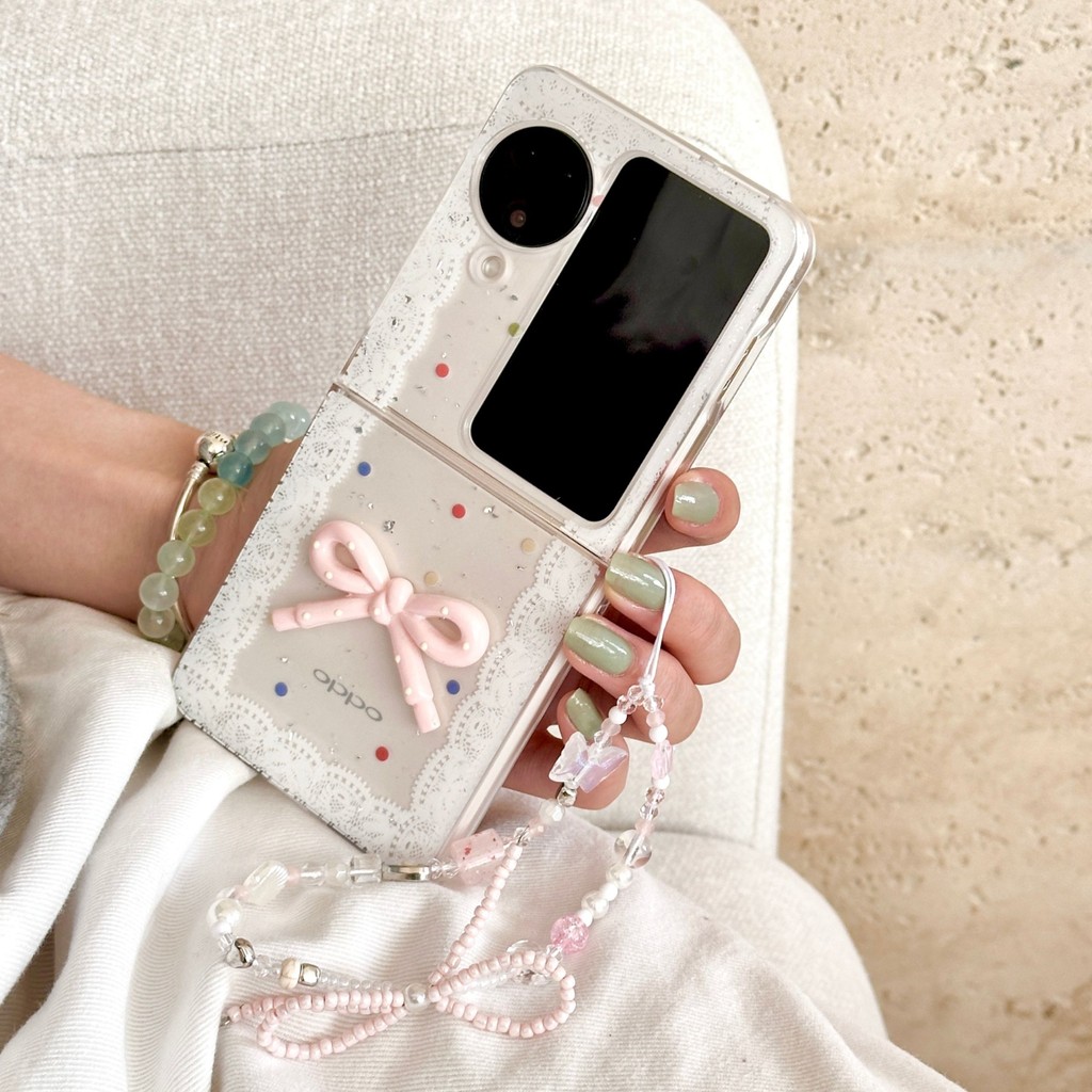 เคส Oppo Find N2 Flip Lace Polka Dot Bow สำหรับ Find N3 Flip