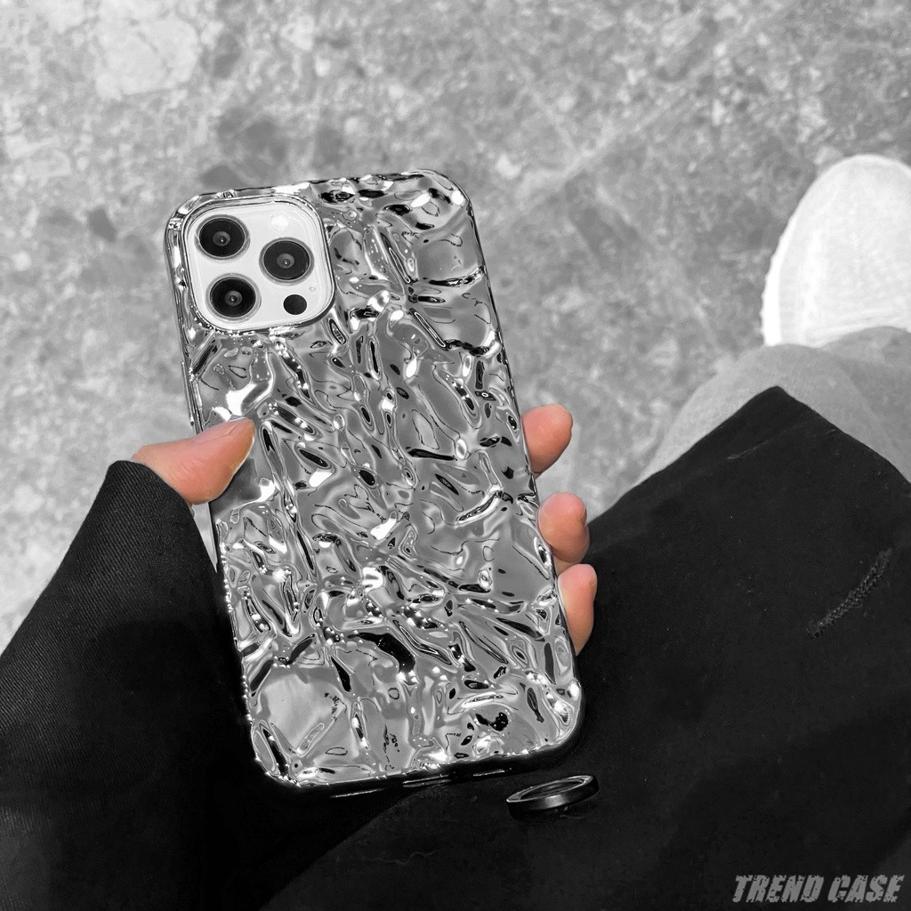 Caseing หรูหราเงินฟอยล์กระดาษรูปแบบเคสโทรศัพท์สําหรับ iPhone 17 17promax 17Air 16 15 14 13 11 12 Pro Max 17 เคสโทรศัพท์ Shock