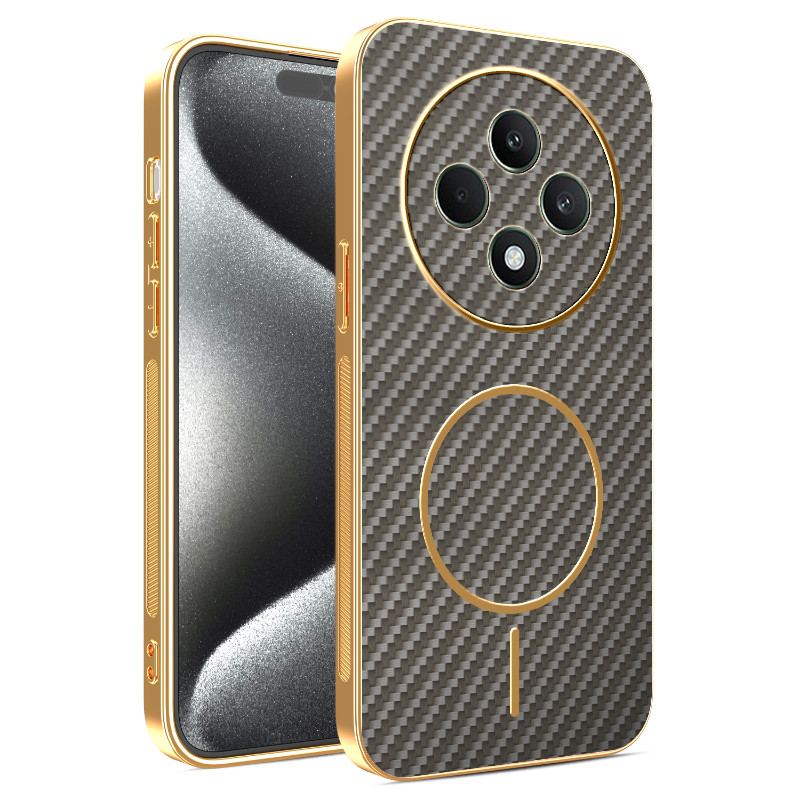 สําหรับ OPPO Reno 12F, F27 5G, เคสโทรศัพท์วงแหวนแม่เหล็กระดับไฮเอนด์ที่ทันสมัย, ฝาครอบป้องกันป้องกันการหล่นคาร์บอนไฟเบอร์