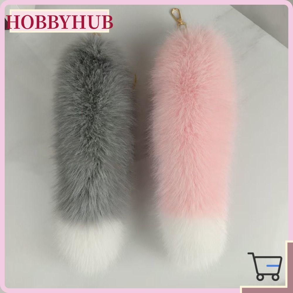 HOBBYHUB Therian Tail Bag Charms,ขนาดใหญ่ปุยหนาFaux Fur Tailพวงกุญแจ,น่ารักWarm Soft Plush Furอุปกรณ์เสริมสําหรับผู้หญิงสาว