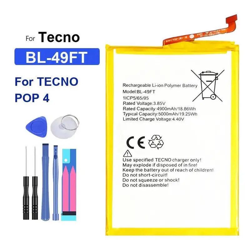แบตเตอรี่โทรศัพท์มือถือความจุสูง BL-49ET BL-49FT BL-49NT 4000-5000mAh สําหรับ Tecno Pop Power 2 4 5 