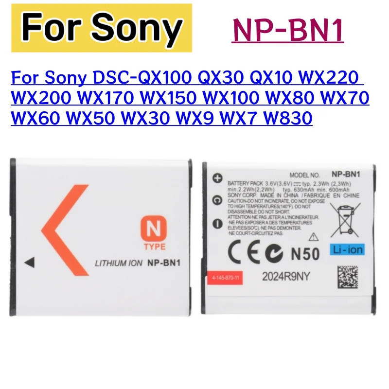 NP-BN1 NP-BN แบตเตอรี่สําหรับ SONY DSC-QX100 QX30 QX10 WX220 WX200 WX170 WX150 WX100 WX80 WX70 WX60 