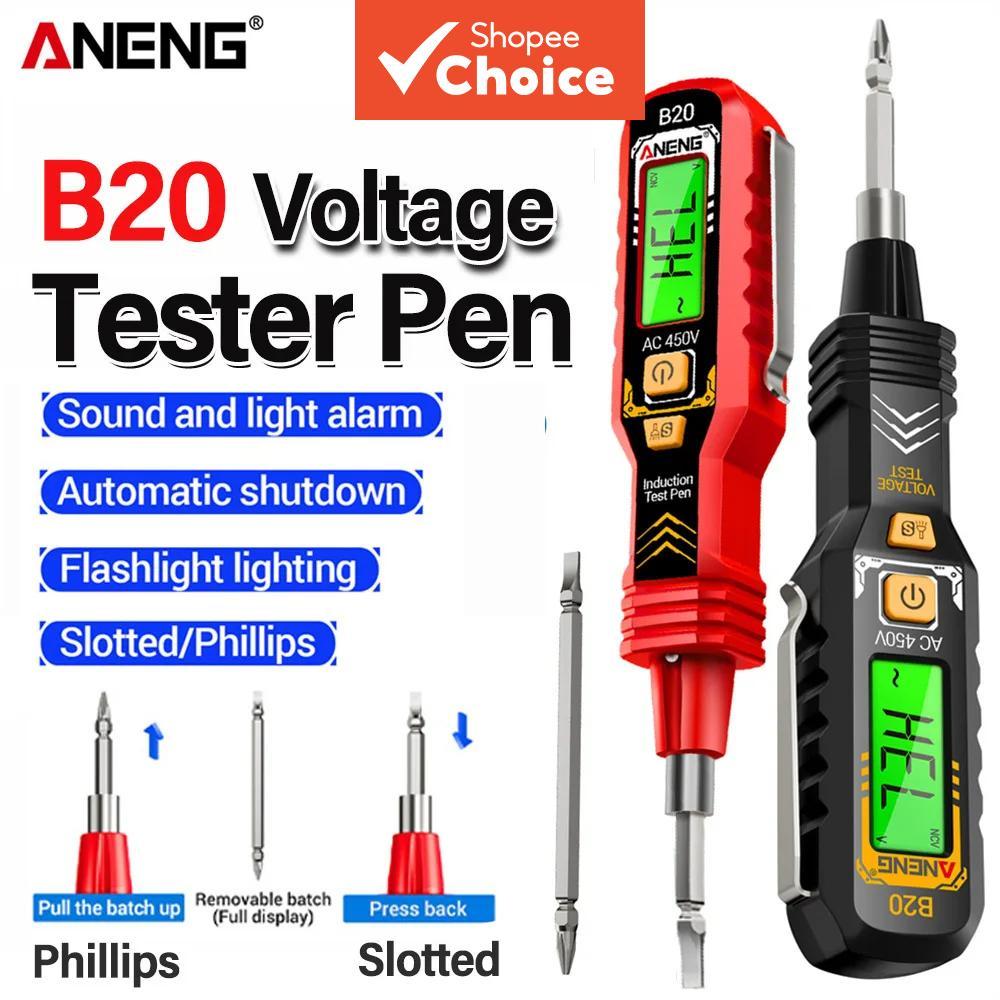 หนึ่งชุด ANENG B20 ปากกาทดสอบแรงดันไฟฟ้าเหนี่ยวนําความแม่นยําสูง, เครื่องตรวจจับ AC แบบไม่สัมผัส 30-1000V พร้อมหน้าจอสี Backlight และสัญญาณเตือนแสงเสียง
