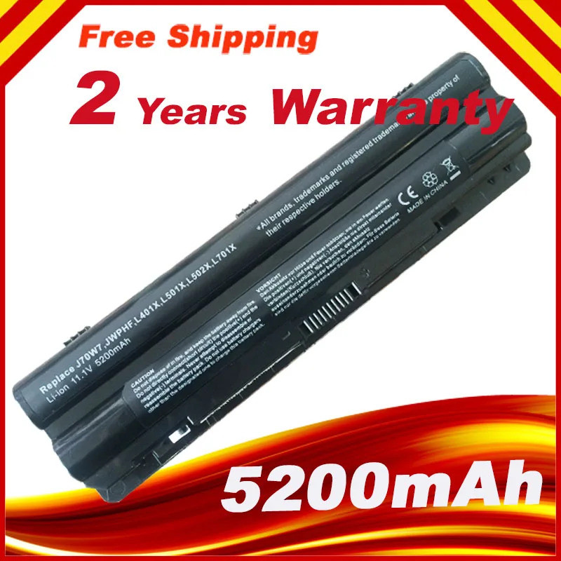 5200mAh 6 เซลล์แบตเตอรี่แล็ปท็อปสําหรับ Dell XPS 14 15 17 L501X L701X L401X L501X J70W7 JWPHF 312-11