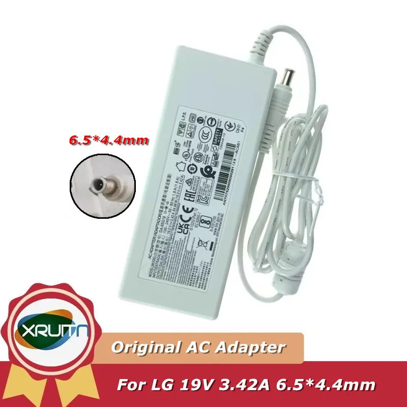เครื่องชาร์จอะแดปเตอร์ AC 19V 3.42A 65W ดั้งเดิมสําหรับแหล่งจ่ายไฟจอภาพ LG ​DA-65F19 DA-65G19 PA-165